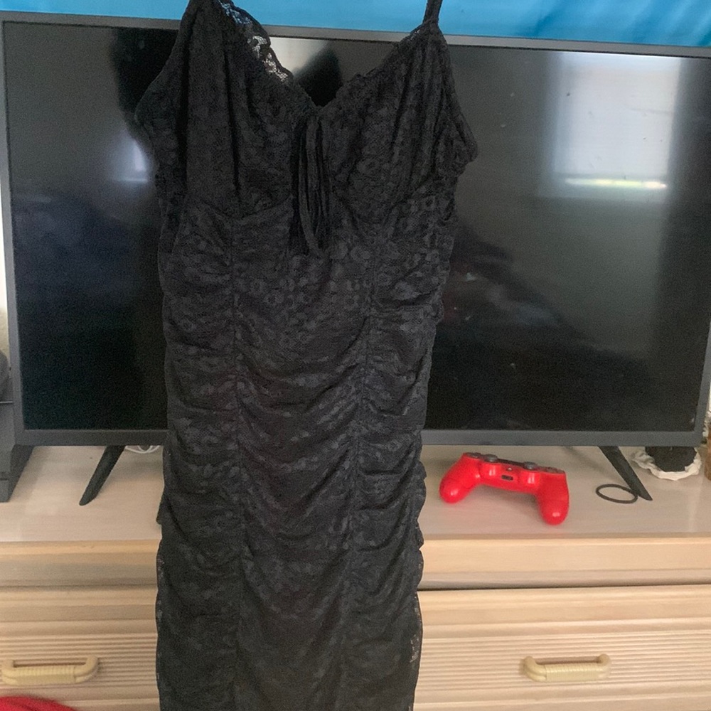 black lace mini dress